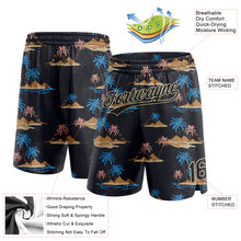 Laden Sie das Bild in den Galerie-Viewer, Custom Black City Cream 3D Pattern Hawaii Palm Trees And Island Authentic Basketball Shorts