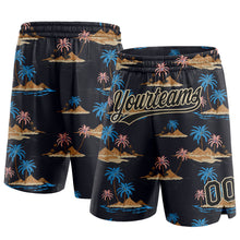 Laden Sie das Bild in den Galerie-Viewer, Custom Black City Cream 3D Pattern Hawaii Palm Trees And Island Authentic Basketball Shorts