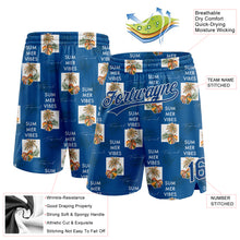 Загрузить изображение в средство просмотра галереи, Custom Royal US Navy Blue-White 3D Pattern Hawaii Palm Trees Authentic Basketball Shorts