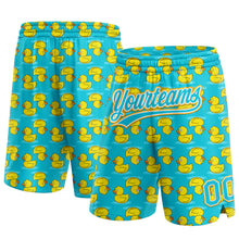Загрузить изображение в средство просмотра галереи, Custom Lakes Blue Yellow-White 3D Pattern Duck Authentic Basketball Shorts