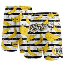 Загрузить изображение в средство просмотра галереи, Custom Black White 3D Pattern Banana Authentic Basketball Shorts