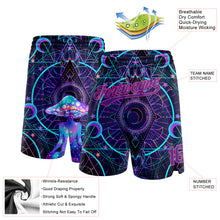 Загрузить изображение в средство просмотра галереи, Custom Black Purple-Pink 3D Pattern Magic Mushrooms Over Sacred Geometry Psychedelic Hallucination Authentic Basketball Shorts