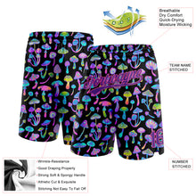 Загрузить изображение в средство просмотра галереи, Custom Black Purple-Pink 3D Pattern Magic Mushrooms Psychedelic Hallucination Authentic Basketball Shorts