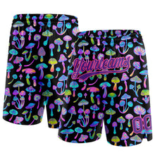 Загрузить изображение в средство просмотра галереи, Custom Black Purple-Pink 3D Pattern Magic Mushrooms Psychedelic Hallucination Authentic Basketball Shorts
