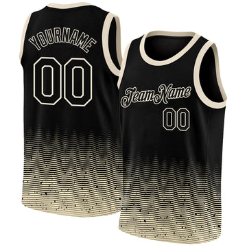 Custom Black Cream Fade Fashion Authentic City Edition Basketball Jersey