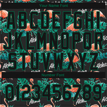 Загрузить изображение в средство просмотра галереи, Custom Black Kelly Green 3D Pattern Design Hawaii Flamingos And Leaves Authentic Baseball Jersey