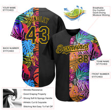 Charger l'image dans la galerie, Custom Black Yellow 3D Pattern Design Hawaii Tropical Palm Trees Authentic Baseball Jersey