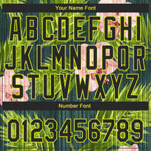 Charger l'image dans la galerie, Custom Black Neon Yellow 3D Pattern Design Hawaii Tropical Palm Leaves With Orchids Authentic Baseball Jersey