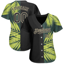 Laden Sie das Bild in den Galerie-Viewer, Custom Black City Cream 3D Pattern Design Hawaii Tropical Palm Leaves Authentic Baseball Jersey