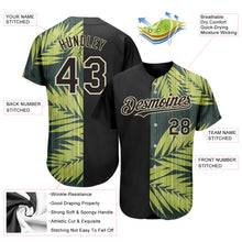 Laden Sie das Bild in den Galerie-Viewer, Custom Black City Cream 3D Pattern Design Hawaii Tropical Palm Leaves Authentic Baseball Jersey