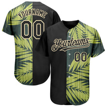 Laden Sie das Bild in den Galerie-Viewer, Custom Black City Cream 3D Pattern Design Hawaii Tropical Palm Leaves Authentic Baseball Jersey