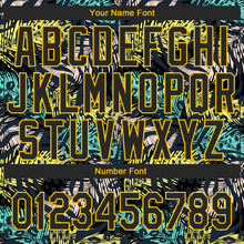 Laden Sie das Bild in den Galerie-Viewer, Custom Black Yellow 3D Pattern Design Hawaii Tropical Palm Leaves With Animal Print Authentic Baseball Jersey