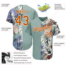 Laden Sie das Bild in den Galerie-Viewer, Custom Teal Texas Orange-White 3D Pattern Design Hawaii Tropical Palm Leaves Authentic Baseball Jersey