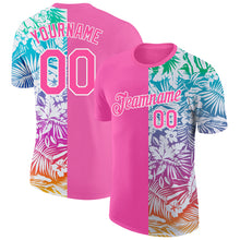 Загрузить изображение в средство просмотра галереи, Custom Pink White 3D Pattern Design Tropical Palm Leaves Performance T-Shirt