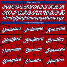 Загрузить изображение в средство просмотра галереи, Custom Red White-Royal 3D Pattern Design Spider Performance T-Shirt