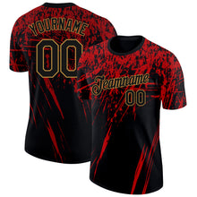 Загрузить изображение в средство просмотра галереи, Custom Black Red-Old Gold 3D Pattern Design Performance T-Shirt