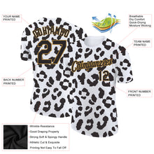 Load image into Gallery viewer, Custom White Black-Old Gold 3D Pattern Design Leopard Performance T-Shirt