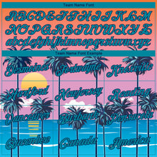 Загрузить изображение в средство просмотра галереи, Custom Orange Teal-Navy 3D Pattern Design Sun Beach Hawaii Palm Trees Performance T-Shirt