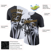 Загрузить изображение в средство просмотра галереи, Custom White Black-Old Gold 3D Pattern Design Hawaii Coconut Trees Performance T-Shirt