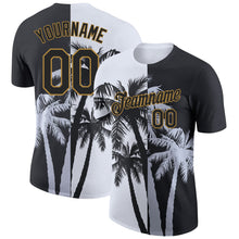 Загрузить изображение в средство просмотра галереи, Custom White Black-Old Gold 3D Pattern Design Hawaii Coconut Trees Performance T-Shirt