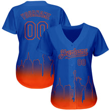 Загрузить изображение в средство просмотра галереи, Custom Royal Orange 3D New York City Edition Fade Fashion Authentic Baseball Jersey