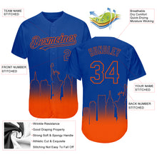 Загрузить изображение в средство просмотра галереи, Custom Royal Orange 3D New York City Edition Fade Fashion Authentic Baseball Jersey