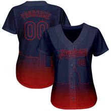Charger l'image dans la galerie, Custom Navy Red 3D Washington City Edition Fade Fashion Authentic Baseball Jersey