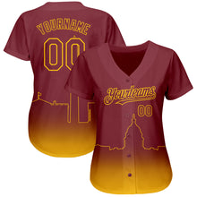 Загрузить изображение в средство просмотра галереи, Custom Burgundy Yellow 3D Washington City Edition Fade Fashion Authentic Baseball Jersey