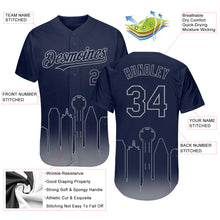 Загрузить изображение в средство просмотра галереи, Custom Navy Gray 3D Dallas City Edition Fade Fashion Authentic Baseball Jersey