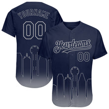 Загрузить изображение в средство просмотра галереи, Custom Navy Gray 3D Dallas City Edition Fade Fashion Authentic Baseball Jersey