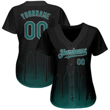Charger l'image dans la galerie, Custom Black Midnight Green-Gray 3D Philadelphia City Edition Fade Fashion Authentic Baseball Jersey
