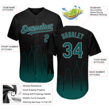 Charger l'image dans la galerie, Custom Black Midnight Green-Gray 3D Philadelphia City Edition Fade Fashion Authentic Baseball Jersey