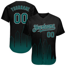 Charger l'image dans la galerie, Custom Black Midnight Green-Gray 3D Philadelphia City Edition Fade Fashion Authentic Baseball Jersey