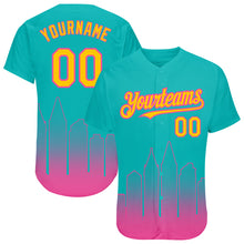 Load image into Gallery viewer, Custom Aqua Yellow-Pink 3D San Diego City Edition Fade Fashion Authentic Baseball Jersey
