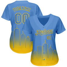Load image into Gallery viewer, Custom Light Blue Yellow 3D Boston City Edition Fade Fashion Authentic Baseball Jersey
