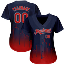 Загрузить изображение в средство просмотра галереи, Custom Navy Red-Gray 3D Boston City Edition Fade Fashion Authentic Baseball Jersey