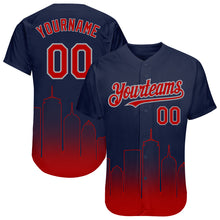 Загрузить изображение в средство просмотра галереи, Custom Navy Red-Gray 3D Boston City Edition Fade Fashion Authentic Baseball Jersey