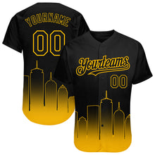 Load image into Gallery viewer, Custom Black Gold 3D Boston City Edition Fade Fashion Authentic Baseball Jersey
