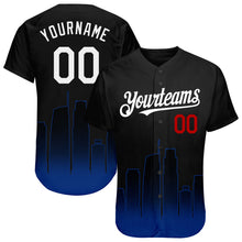 Load image into Gallery viewer, Custom Black White Royal-Red 3D Los Angeles City Edition Fade Fashion Authentic Baseball Jersey
