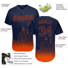 Загрузить изображение в средство просмотра галереи, Custom Navy Orange 3D Chicago City Edition Fade Fashion Authentic Baseball Jersey