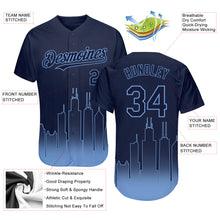 Загрузить изображение в средство просмотра галереи, Custom Navy Light Blue 3D Chicago City Edition Fade Fashion Authentic Baseball Jersey