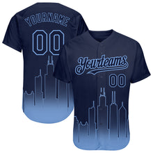 Загрузить изображение в средство просмотра галереи, Custom Navy Light Blue 3D Chicago City Edition Fade Fashion Authentic Baseball Jersey