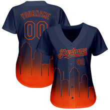 Load image into Gallery viewer, Custom Navy Orange 3D Houston City Edition Fade Fashion Authentic Baseball Jersey
