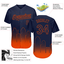 Загрузить изображение в средство просмотра галереи, Custom Navy Orange 3D Houston City Edition Fade Fashion Authentic Baseball Jersey