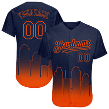 Load image into Gallery viewer, Custom Navy Orange 3D Houston City Edition Fade Fashion Authentic Baseball Jersey
