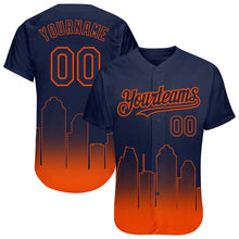 Загрузить изображение в средство просмотра галереи, Custom Navy Orange 3D Houston City Edition Fade Fashion Authentic Baseball Jersey