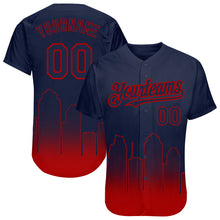 Load image into Gallery viewer, Custom Navy Red 3D Houston City Edition Fade Fashion Authentic Baseball Jersey