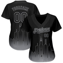 Load image into Gallery viewer, Custom Black Gray 3D Chicago City Edition Fade Fashion Authentic Baseball Jersey
