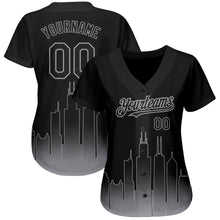 Загрузить изображение в средство просмотра галереи, Custom Black Gray 3D Chicago City Edition Fade Fashion Authentic Baseball Jersey