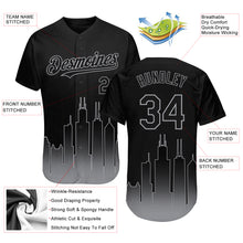 Load image into Gallery viewer, Custom Black Gray 3D Chicago City Edition Fade Fashion Authentic Baseball Jersey
